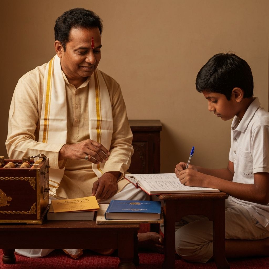 Music teaching session with student